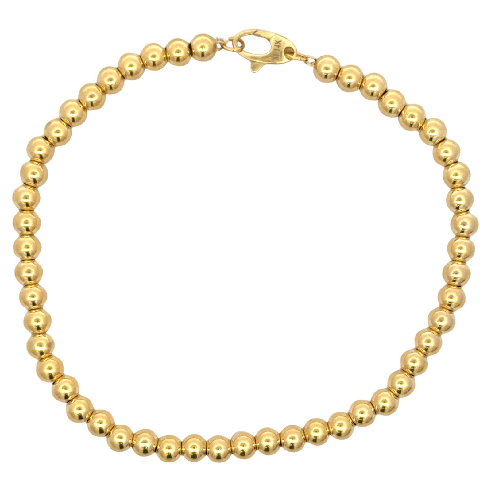 Harbor Diamonds 14K Yellow Gold Beaded Bracelet 50 Balls 7.5 Inches: Harbor Diamonds 14K Yellow Gold Beaded Bracelet 50 Balls 7.5 Inches This exquisite 14 Karat Yellow Gold Small Beaded Ball Chain Bracelet features a contemporary design with 50 high-polished 4 mm balls