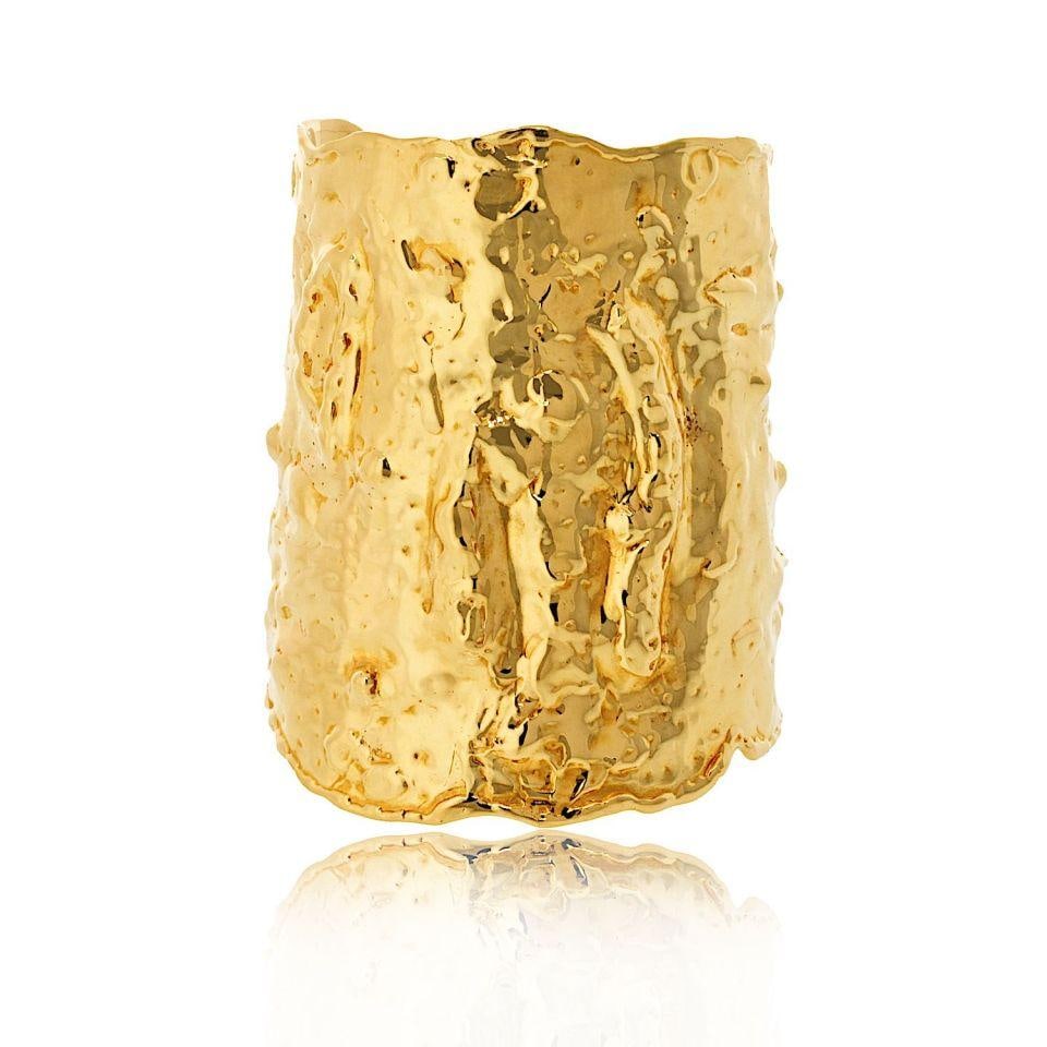 Van Cleef & Arpels 18K Yellow Gold Manchette Hammered Cuff Bracelet VCA (1 of 5)