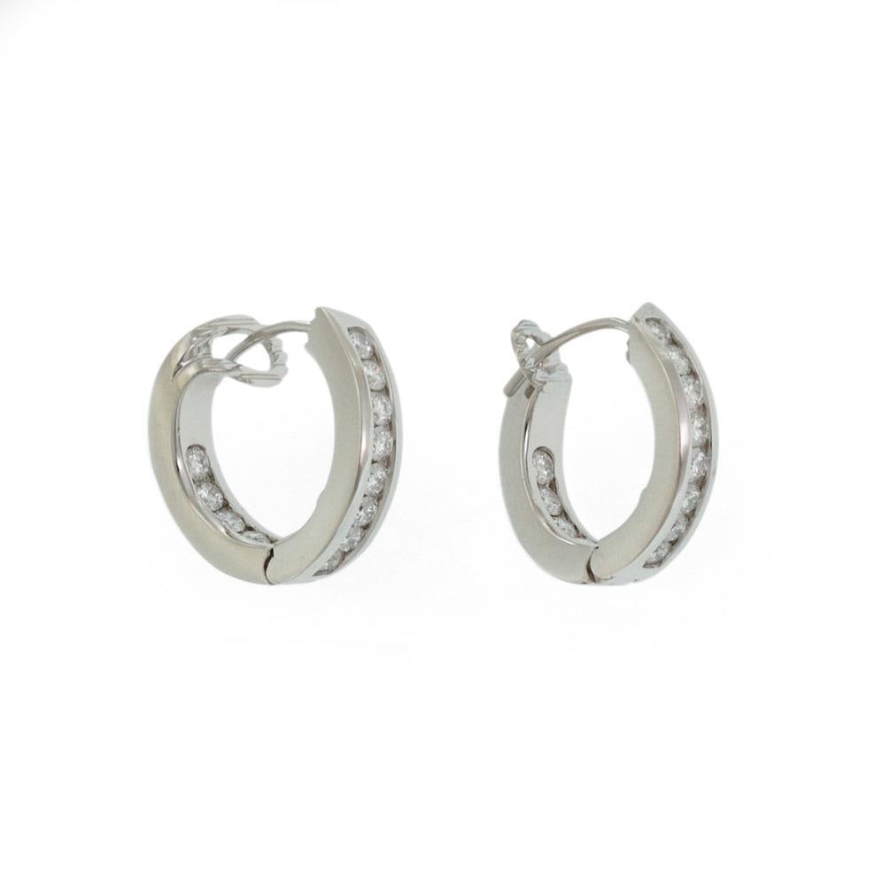 Tiffany & Co. Platinum Diamond 1ct Inside Out Hoop Earrings (1 of 4)
