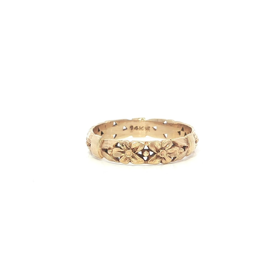 13-14k Yellow Gold Floral Openwork Eternity Band Ring Size 7 (1 of 6)