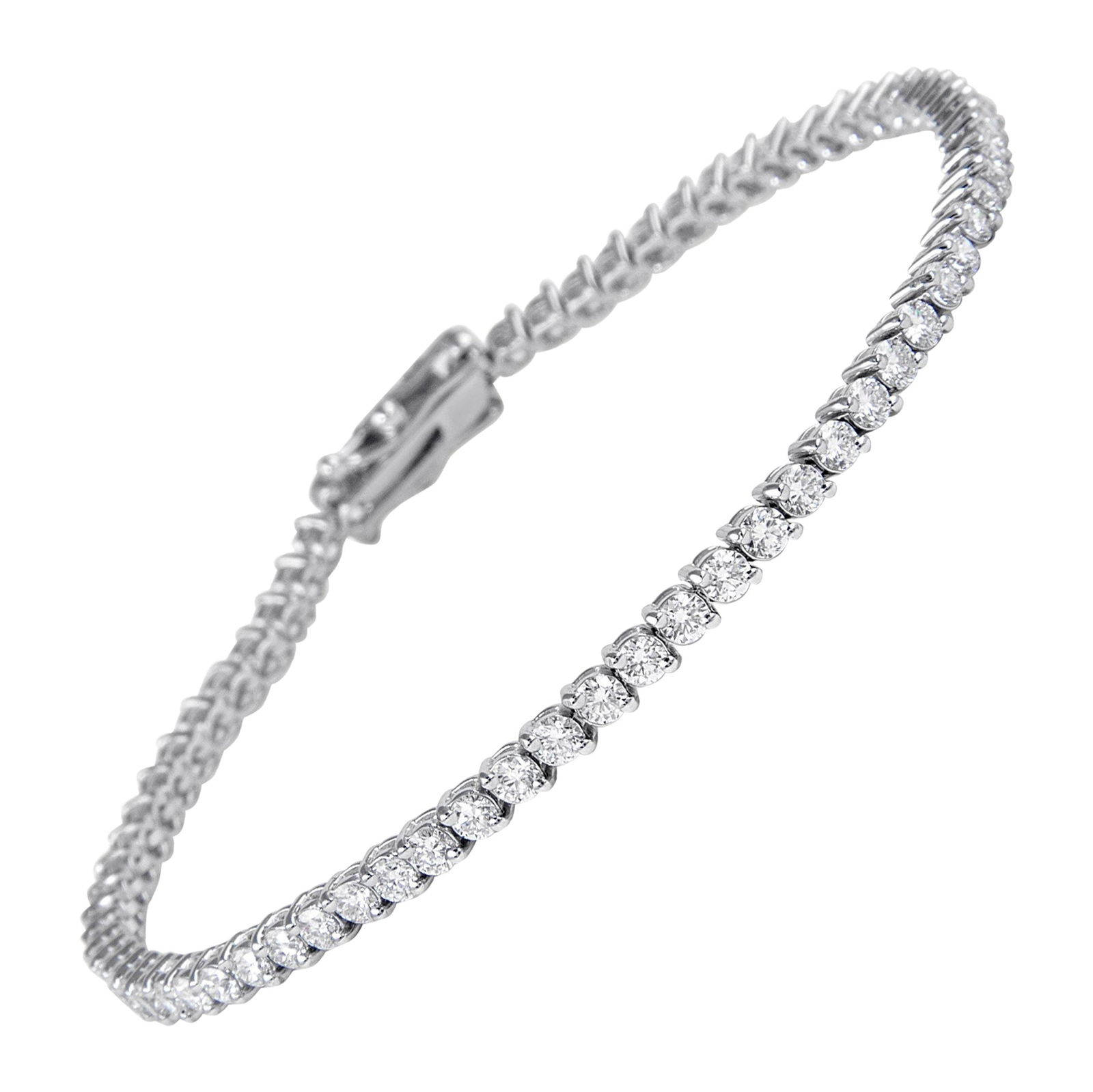 3.61ct VVS2 Diamond Tennis Bracelet 18k White Gold: 3.61ct VVS2 Diamond Tennis Bracelet 18k White Gold This stunning tennis bracelet features 68 round brilliant diamonds totaling 3.61 carats, displaying approximately F/G color and VVS2/VS1 clarity. Cra