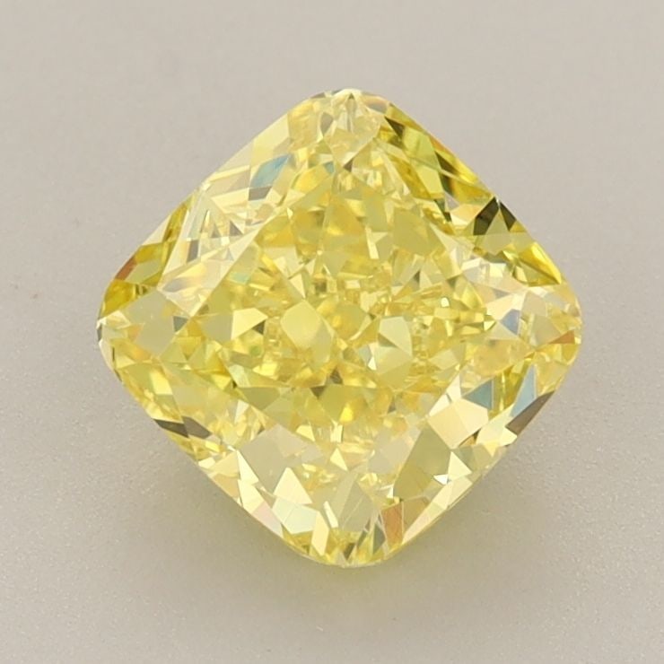 Loose Diamond - CUSHION MODIFIED 1.54ct Fancy Vivid Yellow VS1: Loose Diamond - CUSHION MODIFIED 1.54ct Fancy Vivid Yellow VS1 Source: This is a real non-mined Diamond that has been grown in a lab Shape: CUSHION MODIFIED Carats: 1.54 Color: Fancy Vivid Yellow Cert