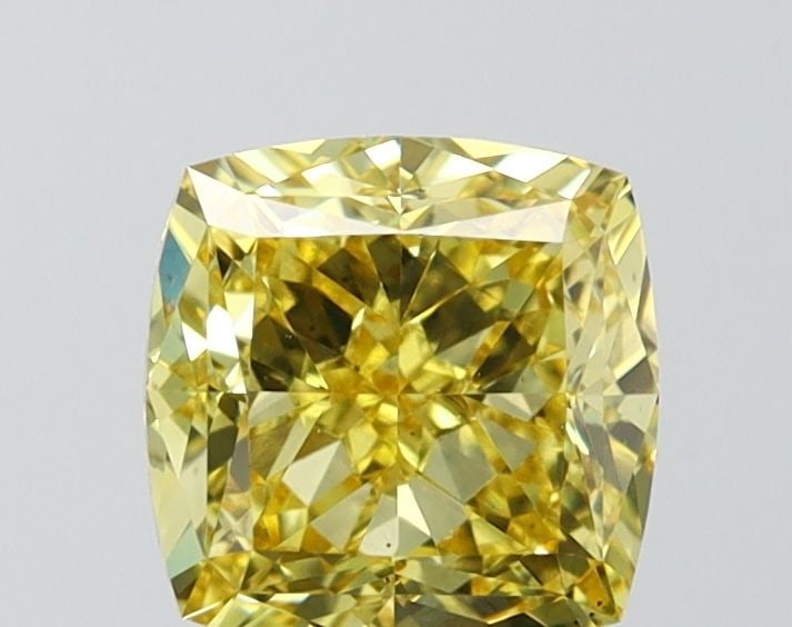 Loose Diamond - CUSHION MODIFIED 2.06ct Fancy Vivid Yellow VS2: Loose Diamond - CUSHION MODIFIED 2.06ct Fancy Vivid Yellow VS2 Source: This is a real non-mined Diamond that has been grown in a lab Shape: CUSHION MODIFIED Carats: 2.06 Color: Fancy Vivid Yellow Cert