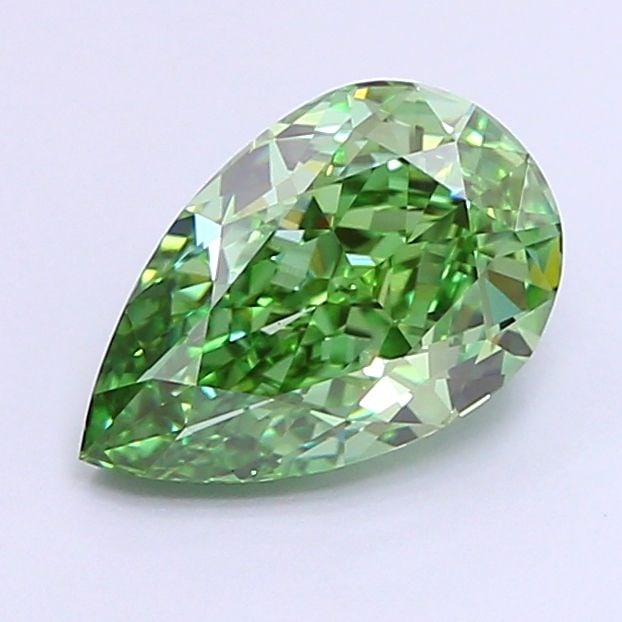 Loose Diamond - PEAR 1.52ct Fancy Vivid Green VVS2: Loose Diamond - PEAR 1.52ct Fancy Vivid Green VVS2 Source: This is a real non-mined Diamond that has been grown in a lab Shape: PEAR Carats: 1.52 Color: Fancy Vivid Green Certification: IGI Video: