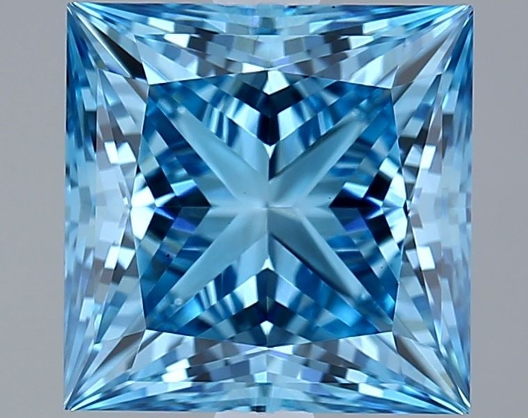 Loose Diamond - PRINCESS 2.08ct Fancy Vivid Blue VVS2: Loose Diamond - PRINCESS 2.08ct Fancy Vivid Blue VVS2 Source: This is a real non-mined Diamond that has been grown in a lab Shape: PRINCESS Carats: 2.08 Color: Fancy Vivid Blue Certification: IGI Vide