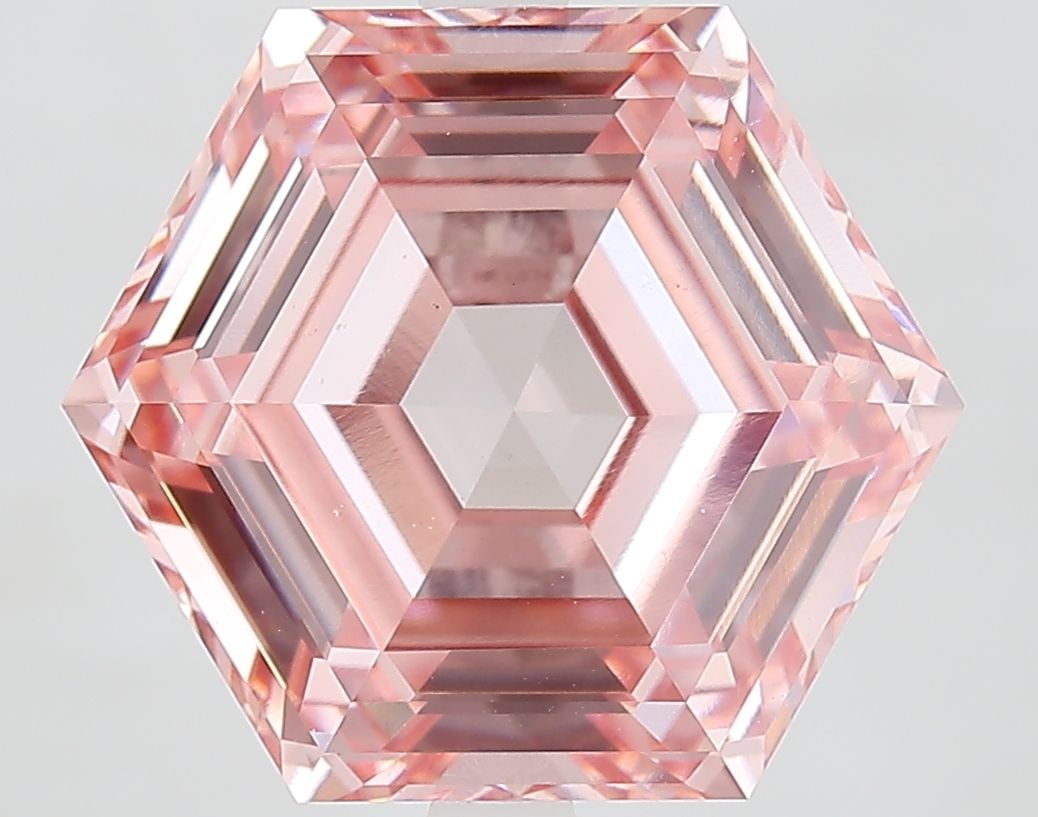 Loose Diamond - HEXAGONAL 7.65ct Fancy Vivid Pink VS1: Loose Diamond - HEXAGONAL 7.65ct Fancy Vivid Pink VS1 Source: This is a real non-mined Diamond that has been grown in a lab Shape: HEXAGONAL Carats: 7.65 Color: Fancy Vivid Pink Certification: IGI Vid