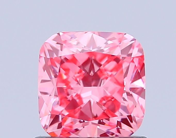 Loose Diamond - CUSHION MODIFIED 1.02ct Fancy Vivid Pink VS1: Loose Diamond - CUSHION MODIFIED 1.02ct Fancy Vivid Pink VS1 Source: This is a real non-mined Diamond that has been grown in a lab Shape: CUSHION MODIFIED Carats: 1.02 Color: Fancy Vivid Pink Certific