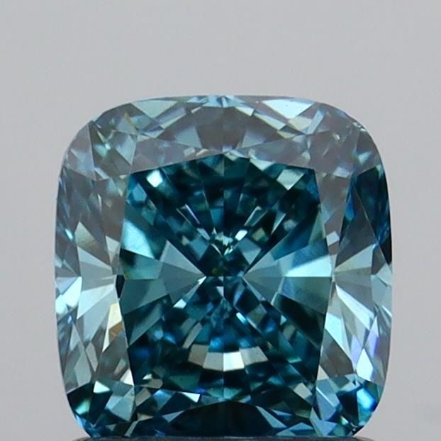 Loose Diamond - CUSHION MODIFIED 1.03ct Fancy Vivid Greenish Blue VVS2: Loose Diamond - CUSHION MODIFIED 1.03ct Fancy Vivid Greenish Blue VVS2 Source: This is a real non-mined Diamond that has been grown in a lab Shape: CUSHION MODIFIED Carats: 1.03 Color: Fancy Vivid Gre