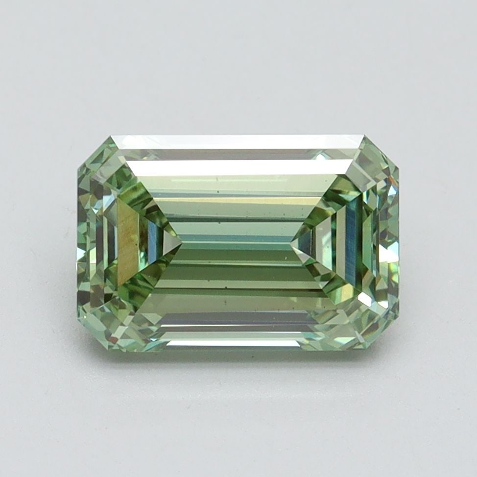 Loose Diamond - EMERALD 2.11ct Fancy Vivid Green VS1: Loose Diamond - EMERALD 2.11ct Fancy Vivid Green VS1 Source: This is a real non-mined Diamond that has been grown in a lab Shape: EMERALD Carats: 2.11 Color: Fancy Vivid Green Certification: IGI Video