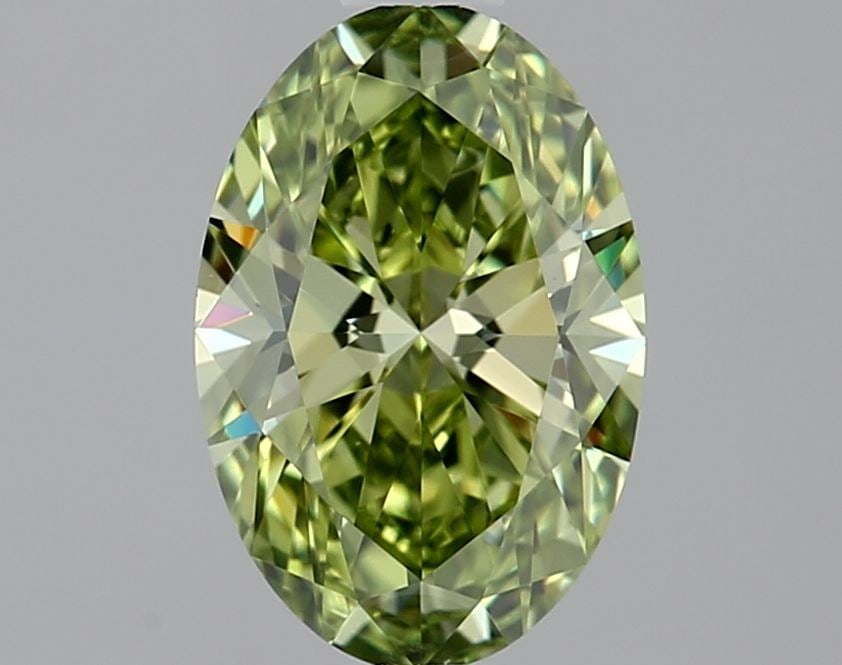 Loose Diamond - OVAL 0.81ct Fancy Vivid Green VVS2: Loose Diamond - OVAL 0.81ct Fancy Vivid Green VVS2 Source: This is a real non-mined Diamond that has been grown in a lab Shape: OVAL Carats: 0.81 Color: Fancy Vivid Green Certification: IGI Video:
