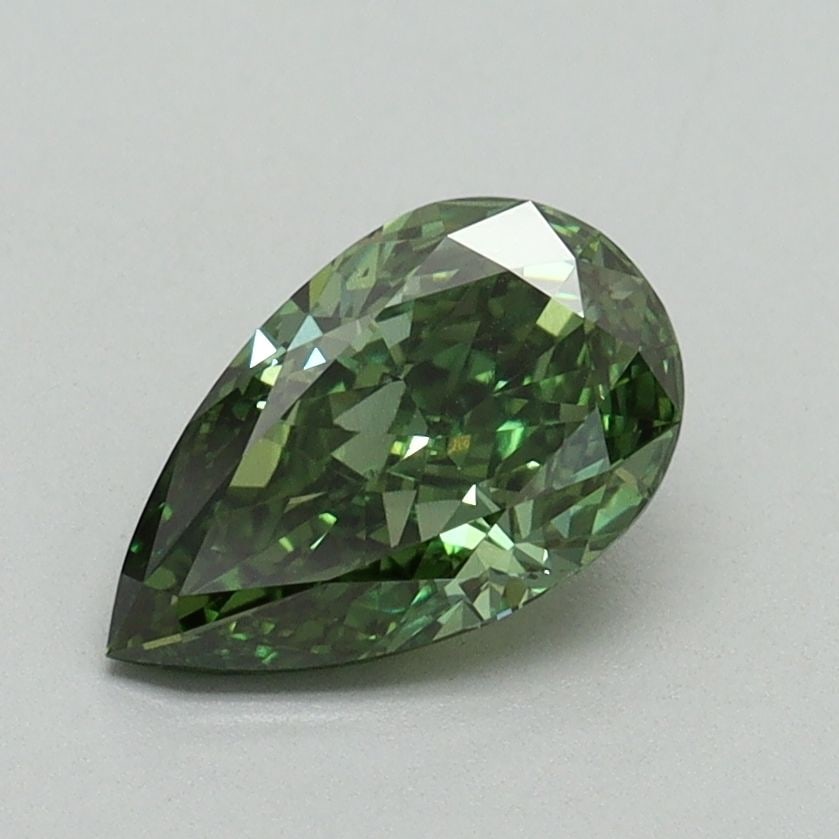 Loose Diamond - PEAR 1.06ct Fancy Vivid Green VVS2: Loose Diamond - PEAR 1.06ct Fancy Vivid Green VVS2 Source: This is a real non-mined Diamond that has been grown in a lab Shape: PEAR Carats: 1.06 Color: Fancy Vivid Green Certification: IGI Video: