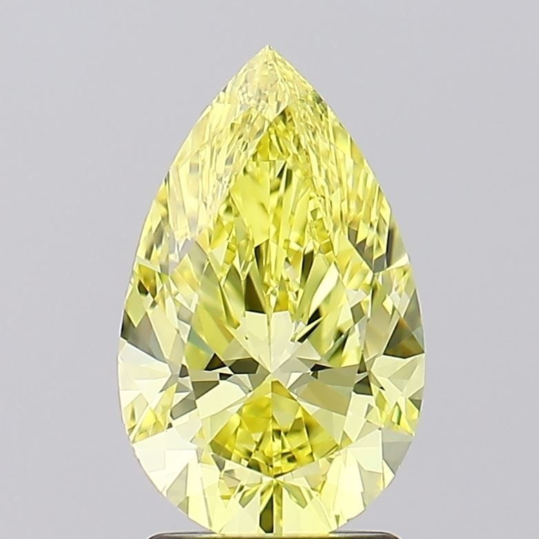 Loose Diamond - PEAR 2.06ct Fancy Intense Yellow VVS2: Loose Diamond - PEAR 2.06ct Fancy Intense Yellow VVS2 Source: This is a real non-mined Diamond that has been grown in a lab Shape: PEAR Carats: 2.06 Color: Fancy Intense Yellow Certification: IGI Vide