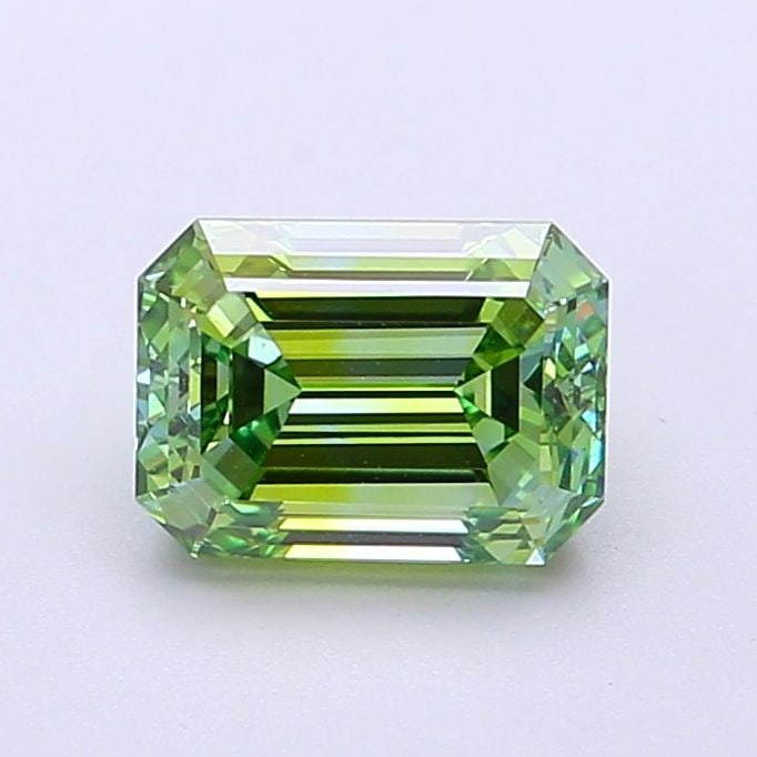 Loose Diamond - EMERALD 1.53ct Fancy Vivid Green VS1: Loose Diamond - EMERALD 1.53ct Fancy Vivid Green VS1 Source: This is a real non-mined Diamond that has been grown in a lab Shape: EMERALD Carats: 1.53 Color: Fancy Vivid Green Certification: IGI Video