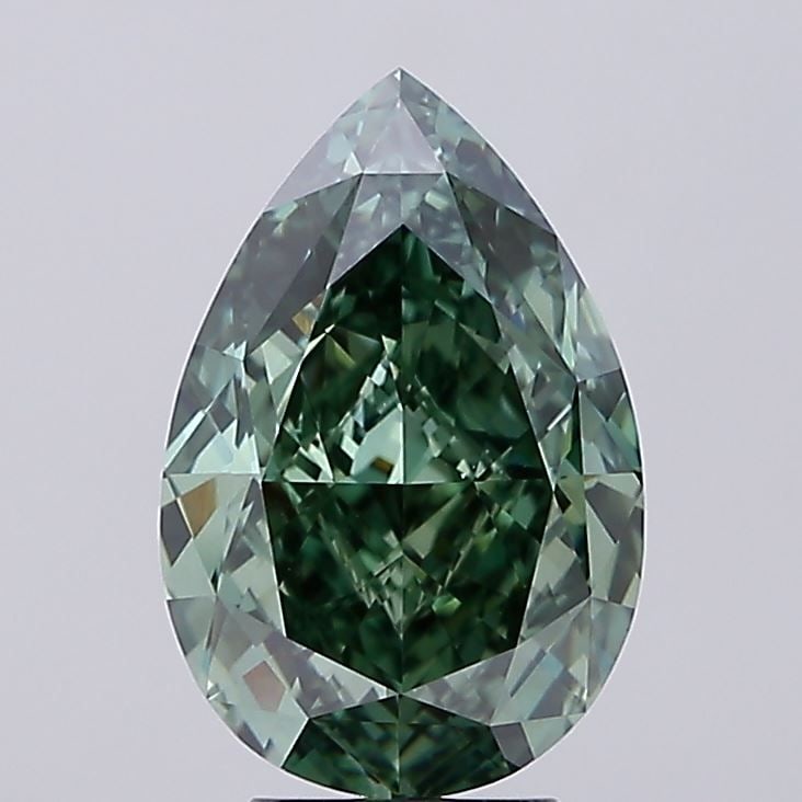 Loose Diamond - PEAR 5.76ct Fancy Vivid Green VS1: Loose Diamond - PEAR 5.76ct Fancy Vivid Green VS1 Source: This is a real non-mined Diamond that has been grown in a lab Shape: PEAR Carats: 5.76 Color: Fancy Vivid Green Certification: IGI Video: