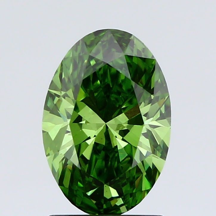 Loose Diamond - OVAL 1.38ct Fancy Vivid Green VS1: Loose Diamond - OVAL 1.38ct Fancy Vivid Green VS1 Source: This is a real non-mined Diamond that has been grown in a lab Shape: OVAL Carats: 1.38 Color: Fancy Vivid Green Certification: IGI Video: