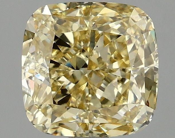 Loose Diamond - CUSHION MODIFIED 2.1ct Fancy Intense Yellow VS1: Loose Diamond - CUSHION MODIFIED 2.1ct Fancy Intense Yellow VS1 Source: This is a real non-mined Diamond that has been grown in a lab Shape: CUSHION MODIFIED Carats: 2.1 Color: Fancy Intense Yellow Ce