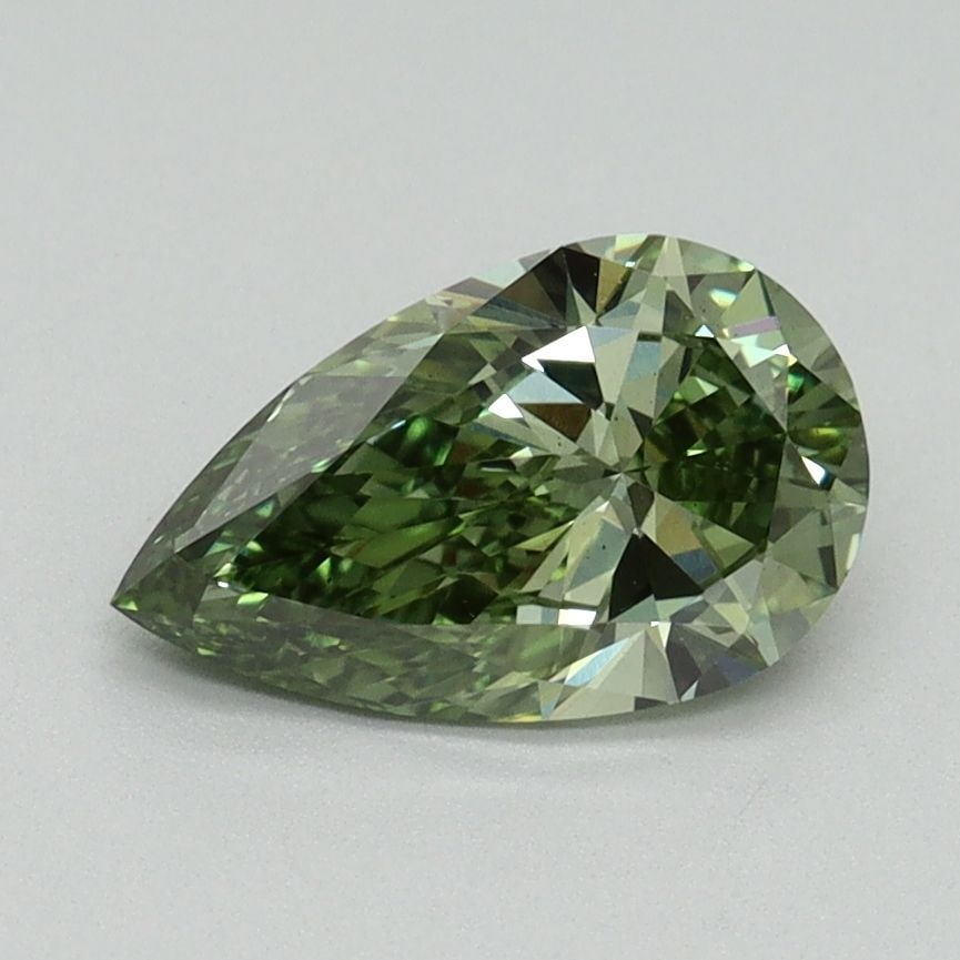 Loose Diamond - PEAR 1.07ct Fancy Vivid Green VS2: Loose Diamond - PEAR 1.07ct Fancy Vivid Green VS2 Source: This is a real non-mined Diamond that has been grown in a lab Shape: PEAR Carats: 1.07 Color: Fancy Vivid Green Certification: IGI Video: