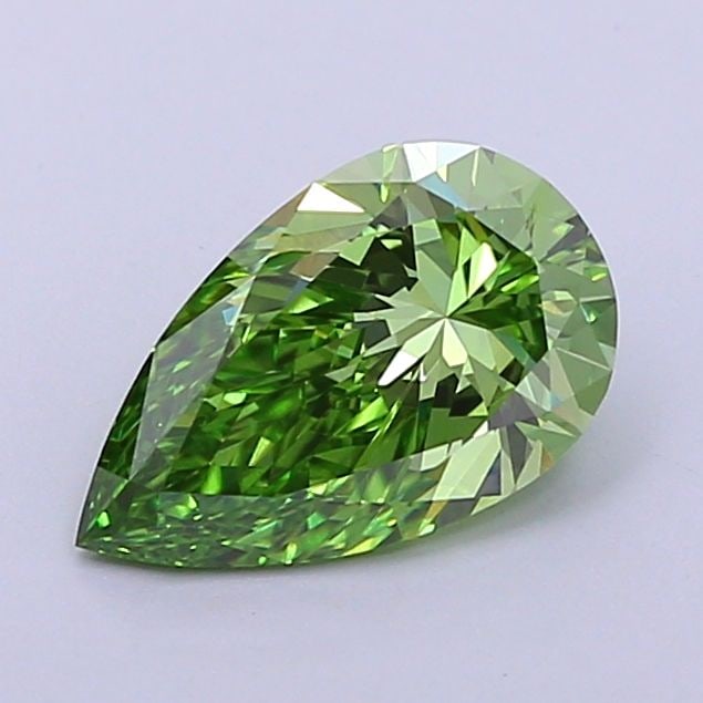Loose Diamond - PEAR 1.3ct Fancy Vivid Green VS1: Loose Diamond - PEAR 1.3ct Fancy Vivid Green VS1 Source: This is a real non-mined Diamond that has been grown in a lab Shape: PEAR Carats: 1.3 Color: Fancy Vivid Green Certification: IGI Video: