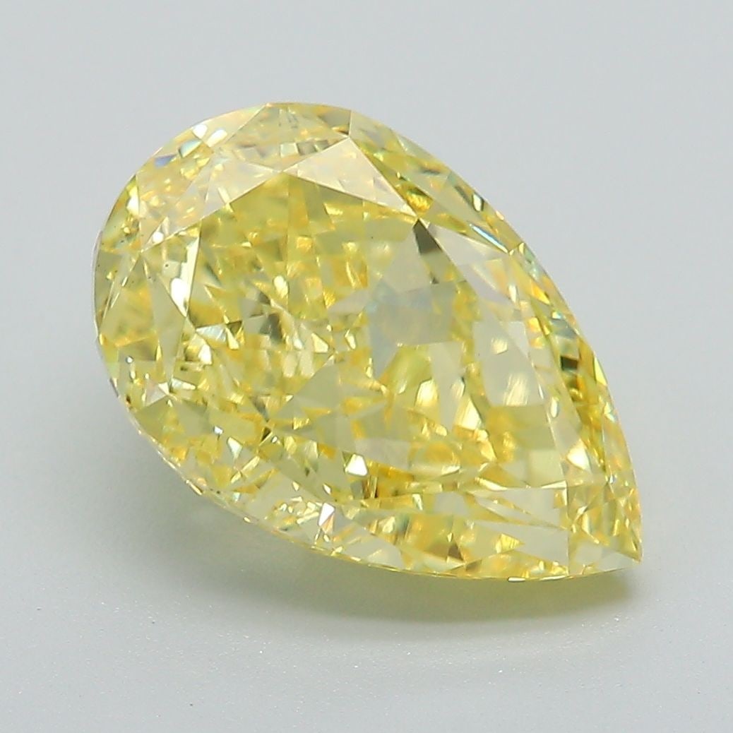 Loose Diamond - PEAR 4.04ct Fancy Vivid Yellow VS1: Loose Diamond - PEAR 4.04ct Fancy Vivid Yellow VS1 Source: This is a real non-mined Diamond that has been grown in a lab Shape: PEAR Carats: 4.04 Color: Fancy Vivid Yellow Certification: IGI Video: