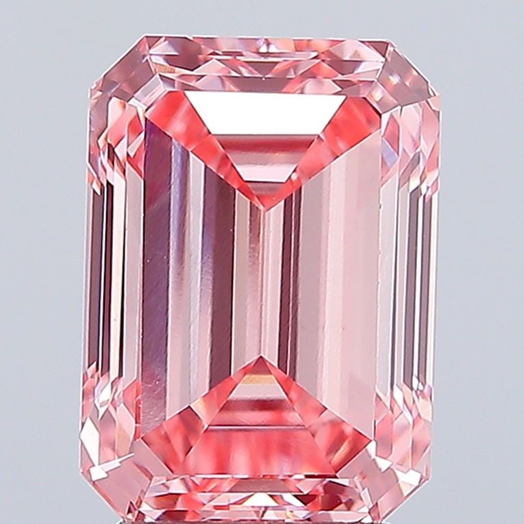 Loose Diamond - EMERALD 4.15ct Fancy Vivid Pink VS1: Loose Diamond - EMERALD 4.15ct Fancy Vivid Pink VS1 Source: This is a real non-mined Diamond that has been grown in a lab Shape: EMERALD Carats: 4.15 Color: Fancy Vivid Pink Certification: IGI