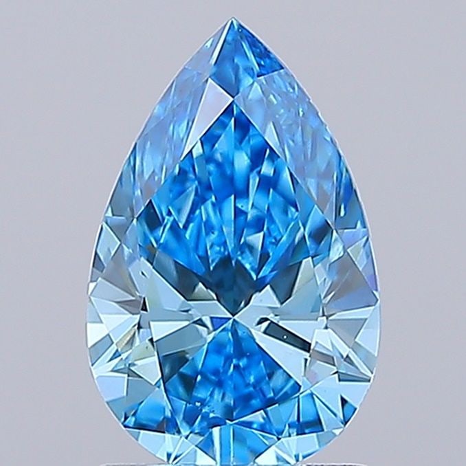 Loose Diamond - PEAR 1.48ct Fancy Vivid Blue VS1: Loose Diamond - PEAR 1.48ct Fancy Vivid Blue VS1 Source: This is a real non-mined Diamond that has been grown in a lab Shape: PEAR Carats: 1.48 Color: Fancy Vivid Blue Certification: IGI Video: