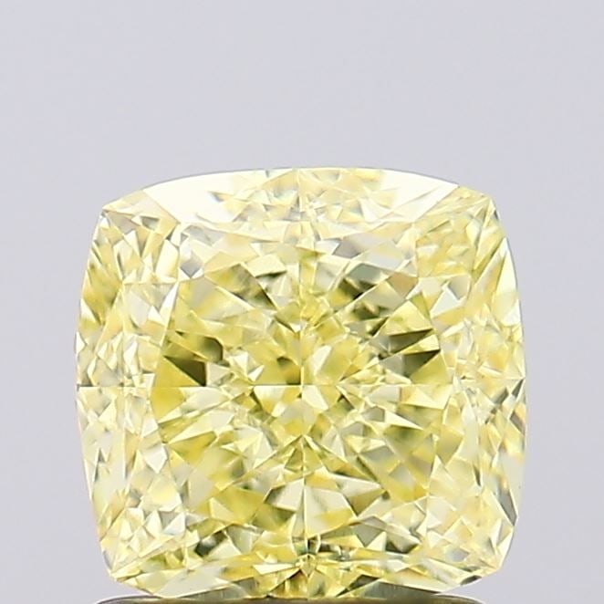 Loose Diamond - CUSHION MODIFIED 1.59ct Fancy Intense Yellow VVS2: Loose Diamond - CUSHION MODIFIED 1.59ct Fancy Intense Yellow VVS2 Source: This is a real non-mined Diamond that has been grown in a lab Shape: CUSHION MODIFIED Carats: 1.59 Color: Fancy Intense Yellow