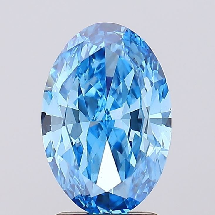 Loose Diamond - OVAL 2.12ct Fancy Vivid Blue VS1: Loose Diamond - OVAL 2.12ct Fancy Vivid Blue VS1 Source: This is a real non-mined Diamond that has been grown in a lab Shape: OVAL Carats: 2.12 Color: Fancy Vivid Blue Certification: IGI Video: