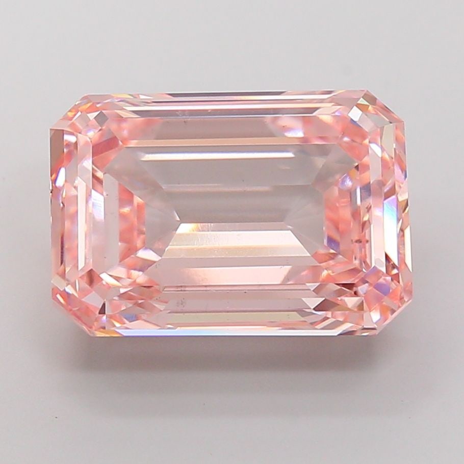Loose Diamond - EMERALD 12.5ct Fancy Intense Pink VS1: Loose Diamond - EMERALD 12.5ct Fancy Intense Pink VS1 Source: This is a real non-mined Diamond that has been grown in a lab Shape: EMERALD Carats: 12.5 Color: Fancy Intense Pink Certification: IGI Vid