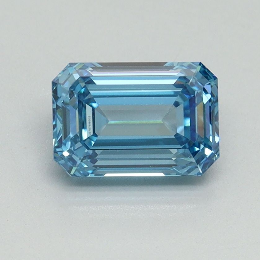 Loose Diamond - EMERALD 1.28ct Fancy Vivid Blue VS1: Loose Diamond - EMERALD 1.28ct Fancy Vivid Blue VS1 Source: This is a real non-mined Diamond that has been grown in a lab Shape: EMERALD Carats: 1.28 Color: Fancy Vivid Blue Certification: IGI Video: