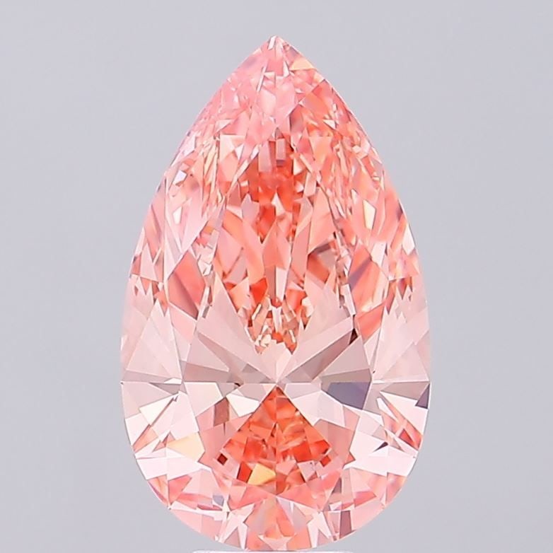 Loose Diamond - PEAR 8.02ct Fancy Vivid Orange Pink VS1: Loose Diamond - PEAR 8.02ct Fancy Vivid Orange Pink VS1 Source: This is a real non-mined Diamond that has been grown in a lab Shape: PEAR Carats: 8.02 Color: Fancy Vivid Orange Pink Certification: IGI