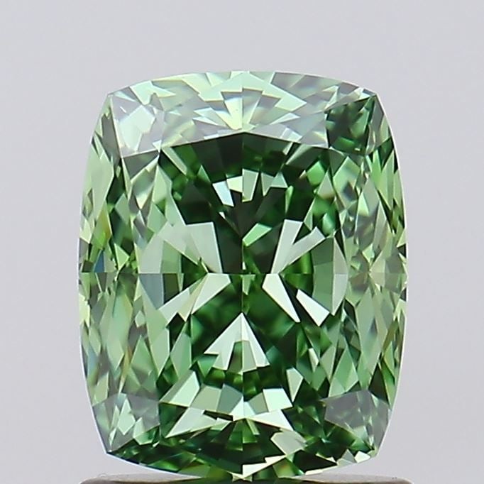 Loose Diamond - CUSHION MODIFIED 1.57ct Fancy Vivid Green VVS1: Loose Diamond - CUSHION MODIFIED 1.57ct Fancy Vivid Green VVS1 Source: This is a real non-mined Diamond that has been grown in a lab Shape: CUSHION MODIFIED Carats: 1.57 Color: Fancy Vivid Green Certi