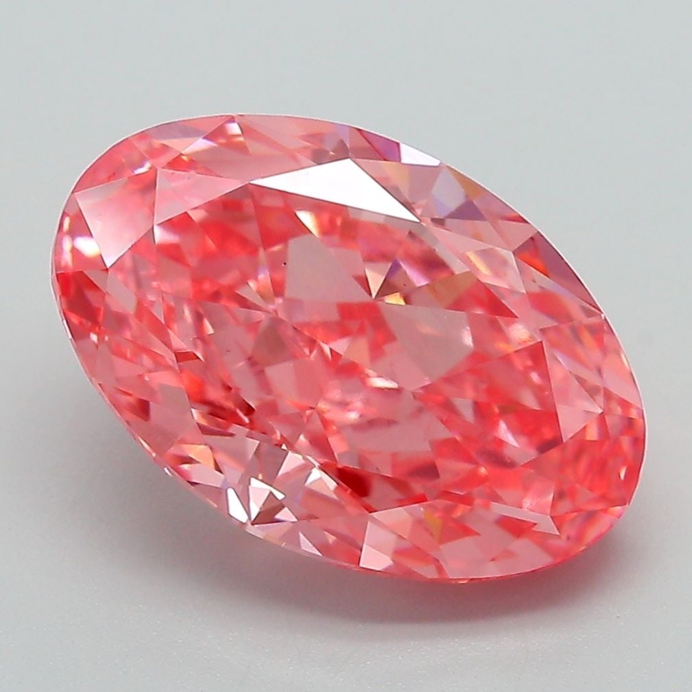 Loose Diamond - OVAL 5.04ct Fancy Vivid Pink VS1: Loose Diamond - OVAL 5.04ct Fancy Vivid Pink VS1 Source: This is a real non-mined Diamond that has been grown in a lab Shape: OVAL Carats: 5.04 Color: Fancy Vivid Pink Certification: IGI Video: