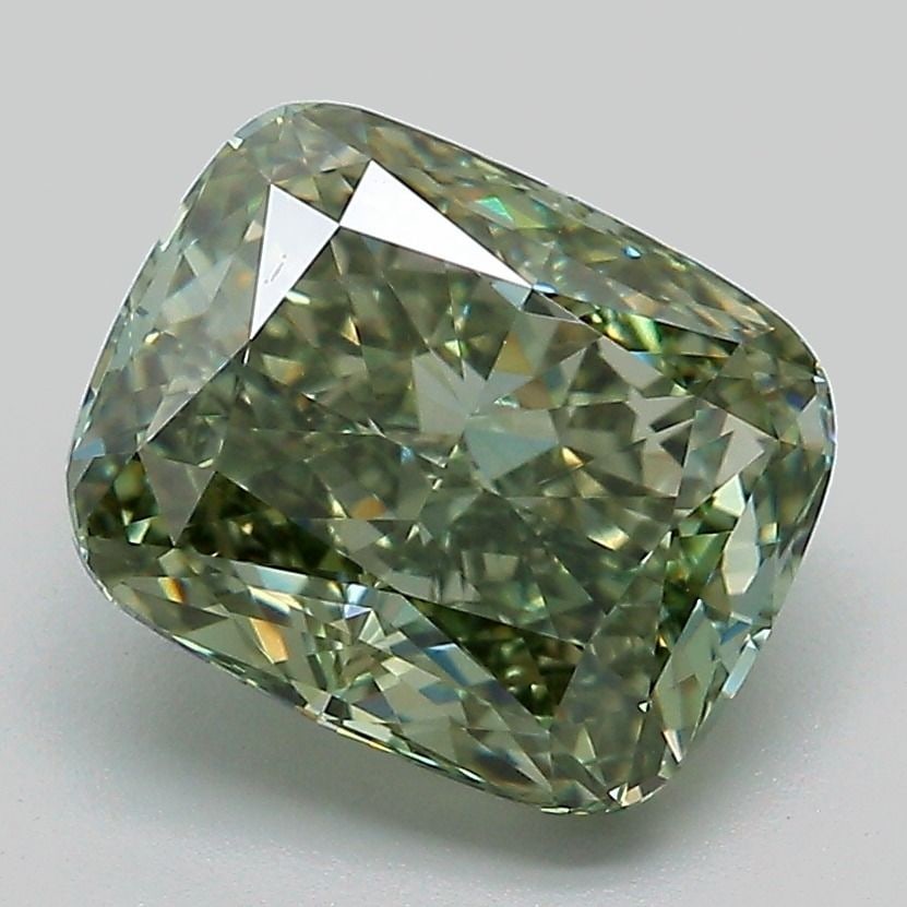 Loose Diamond - CUSHION MODIFIED 3.18ct Fancy Vivid Green VVS2: Loose Diamond - CUSHION MODIFIED 3.18ct Fancy Vivid Green VVS2 Source: This is a real non-mined Diamond that has been grown in a lab Shape: CUSHION MODIFIED Carats: 3.18 Color: Fancy Vivid Green Certi