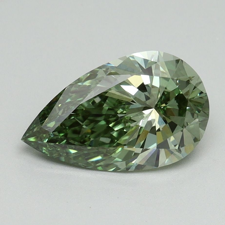 Loose Diamond - PEAR 1.5ct Fancy Vivid Green VS1: Loose Diamond - PEAR 1.5ct Fancy Vivid Green VS1 Source: This is a real non-mined Diamond that has been grown in a lab Shape: PEAR Carats: 1.5 Color: Fancy Vivid Green Certification: IGI Video: