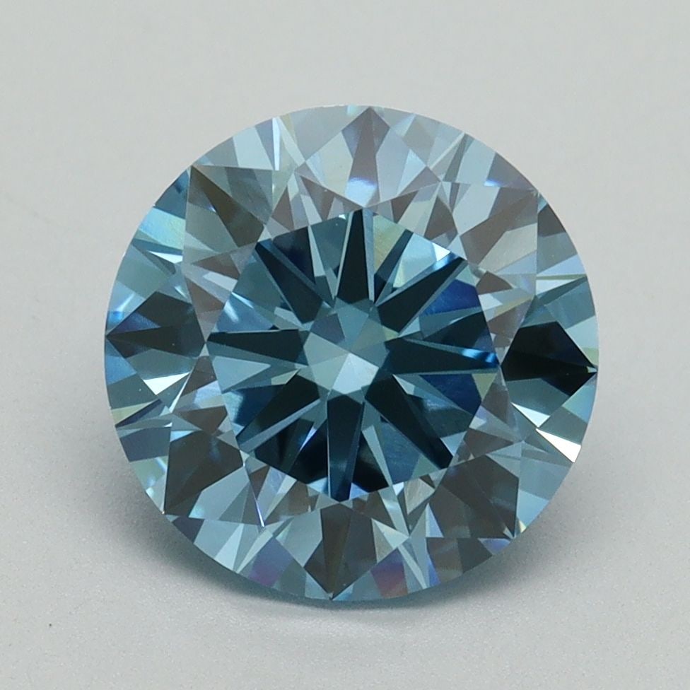 Ideal Loose Diamond - ROUND 3.01ct Fancy Vivid Blue VS1: Ideal Loose Diamond - ROUND 3.01ct Fancy Vivid Blue VS1 Source: This is a real non-mined Diamond that has been grown in a lab Shape: ROUND Carats: 3.01 Color: Fancy Vivid Blue Certification: IGI Video