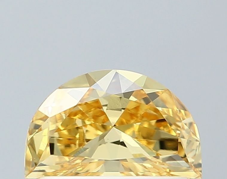 Loose Diamond - HALF MOON 0.53ct Fancy Vivid Yellow VS1: Loose Diamond - HALF MOON 0.53ct Fancy Vivid Yellow VS1 Source: This is a real non-mined Diamond that has been grown in a lab Shape: HALF MOON Carats: 0.53 Color: Fancy Vivid Yellow Certification: NON