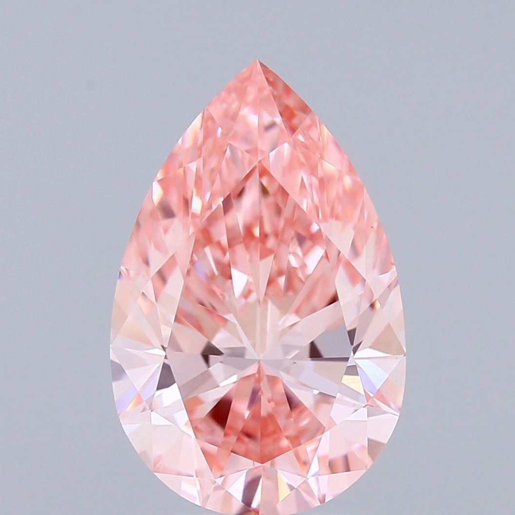 Loose Diamond - PEAR 2.53ct Fancy Vivid Pink VVS2: Loose Diamond - PEAR 2.53ct Fancy Vivid Pink VVS2 Source: This is a real non-mined Diamond that has been grown in a lab Shape: PEAR Carats: 2.53 Color: Fancy Vivid Pink Certification: IGI Video: