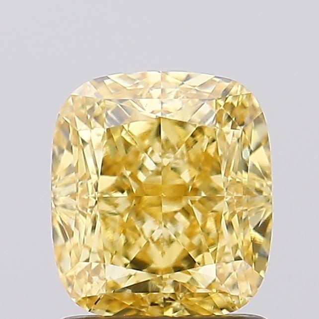 Loose Diamond - CUSHION MODIFIED 1.61ct Fancy Vivid Yellow VS1: Loose Diamond - CUSHION MODIFIED 1.61ct Fancy Vivid Yellow VS1 Source: This is a real non-mined Diamond that has been grown in a lab Shape: CUSHION MODIFIED Carats: 1.61 Color: Fancy Vivid Yellow Cert