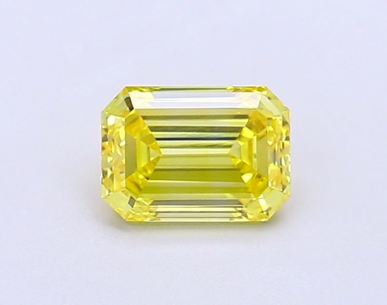 Loose Diamond - EMERALD 1.02ct Fancy Vivid Yellow VVS1: Loose Diamond - EMERALD 1.02ct Fancy Vivid Yellow VVS1 Source: This is a real non-mined Diamond that has been grown in a lab Shape: EMERALD Carats: 1.02 Color: Fancy Vivid Yellow Certification: IGI Vi