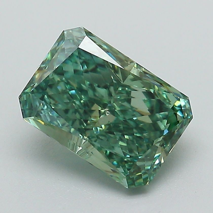 Loose Diamond - RADIANT 2.16ct Fancy Vivid Green VS1: Loose Diamond - RADIANT 2.16ct Fancy Vivid Green VS1 Source: This is a real non-mined Diamond that has been grown in a lab Shape: RADIANT Carats: 2.16 Color: Fancy Vivid Green Certification: IGI Video