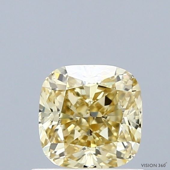 Loose Diamond - CUSHION MODIFIED 0.86ct Fancy Light Yellow VVS2: Loose Diamond - CUSHION MODIFIED 0.86ct Fancy Light Yellow VVS2 Source: This is a real non-mined Diamond that has been grown in a lab Shape: CUSHION MODIFIED Carats: 0.86 Color: Fancy Light Yellow Cer