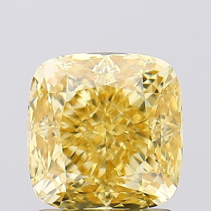 Loose Diamond - CUSHION MODIFIED 1.68ct Fancy Vivid Yellow VS1: Loose Diamond - CUSHION MODIFIED 1.68ct Fancy Vivid Yellow VS1 Source: This is a real non-mined Diamond that has been grown in a lab Shape: CUSHION MODIFIED Carats: 1.68 Color: Fancy Vivid Yellow Cert