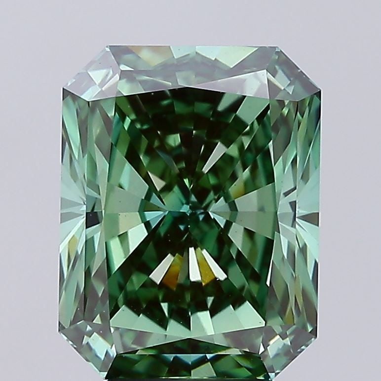 Loose Diamond - RADIANT 5.1ct Fancy Vivid Green VS1: Loose Diamond - RADIANT 5.1ct Fancy Vivid Green VS1 Source: This is a real non-mined Diamond that has been grown in a lab Shape: RADIANT Carats: 5.1 Color: Fancy Vivid Green Certification: IGI Video: