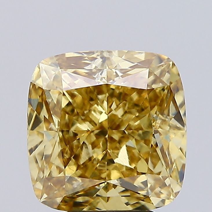 Loose Diamond - CUSHION MODIFIED 4.72ct Fancy Intense Brownish Yellow VS2: Loose Diamond - CUSHION MODIFIED 4.72ct Fancy Intense Brownish Yellow VS2 Source: This is a real non-mined Diamond that has been grown in a lab Shape: CUSHION MODIFIED Carats: 4.72 Color: Fancy Intens