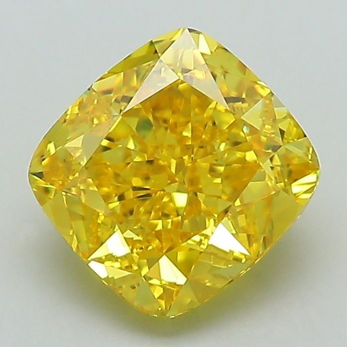 Loose Diamond - CUSHION MODIFIED 2.1ct Fancy Vivid Yellow VVS2: Loose Diamond - CUSHION MODIFIED 2.1ct Fancy Vivid Yellow VVS2 Source: This is a real non-mined Diamond that has been grown in a lab Shape: CUSHION MODIFIED Carats: 2.1 Color: Fancy Vivid Yellow Certi