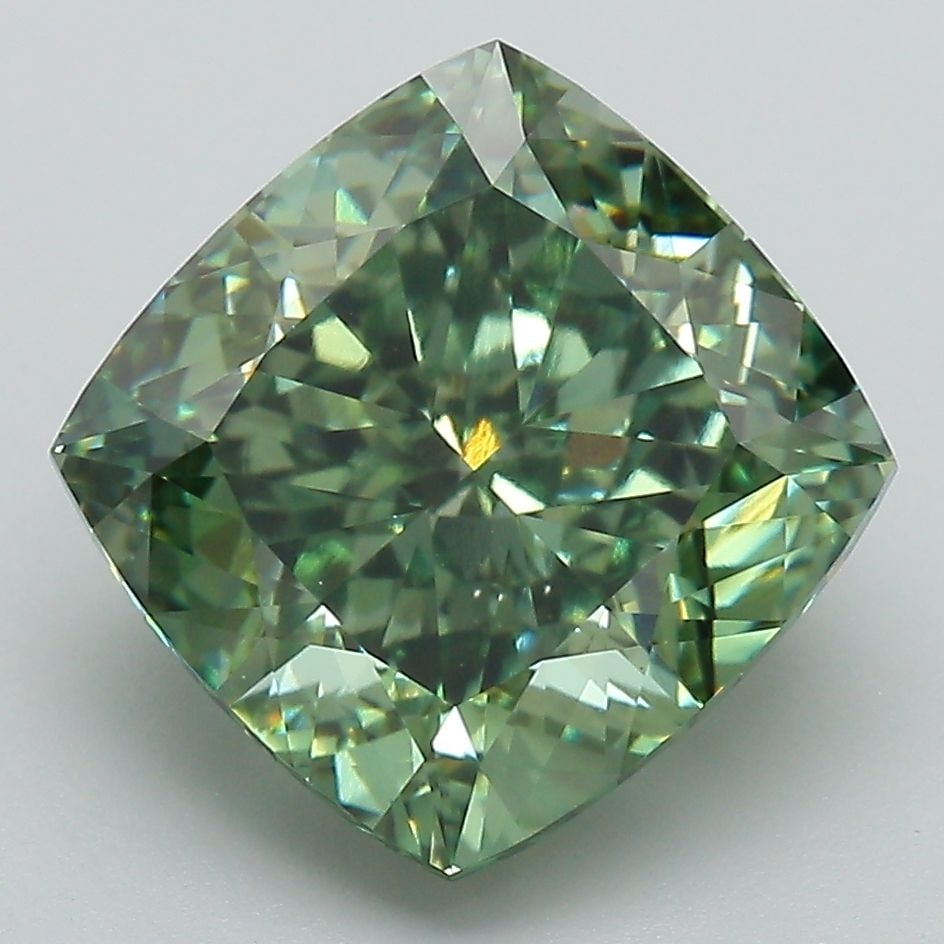 Loose Diamond - CUSHION MODIFIED 5.65ct Fancy Vivid Green VVS2: Loose Diamond - CUSHION MODIFIED 5.65ct Fancy Vivid Green VVS2 Source: This is a real non-mined Diamond that has been grown in a lab Shape: CUSHION MODIFIED Carats: 5.65 Color: Fancy Vivid Green Certi