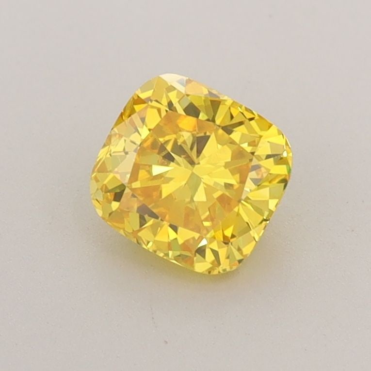 Loose Diamond - CUSHION BRILLIANT 0.74ct Fancy Vivid Yellow VS1: Loose Diamond - CUSHION BRILLIANT 0.74ct Fancy Vivid Yellow VS1 Source: This is a real non-mined Diamond that has been grown in a lab Shape: CUSHION BRILLIANT Carats: 0.74 Color: Fancy Vivid Yellow Ce
