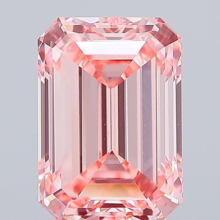 Loose Diamond - EMERALD 4.02ct Fancy Vivid Pink VS1: Loose Diamond - EMERALD 4.02ct Fancy Vivid Pink VS1 Source: This is a real non-mined Diamond that has been grown in a lab Shape: EMERALD Carats: 4.02 Color: Fancy Vivid Pink Certification: IGI Video: