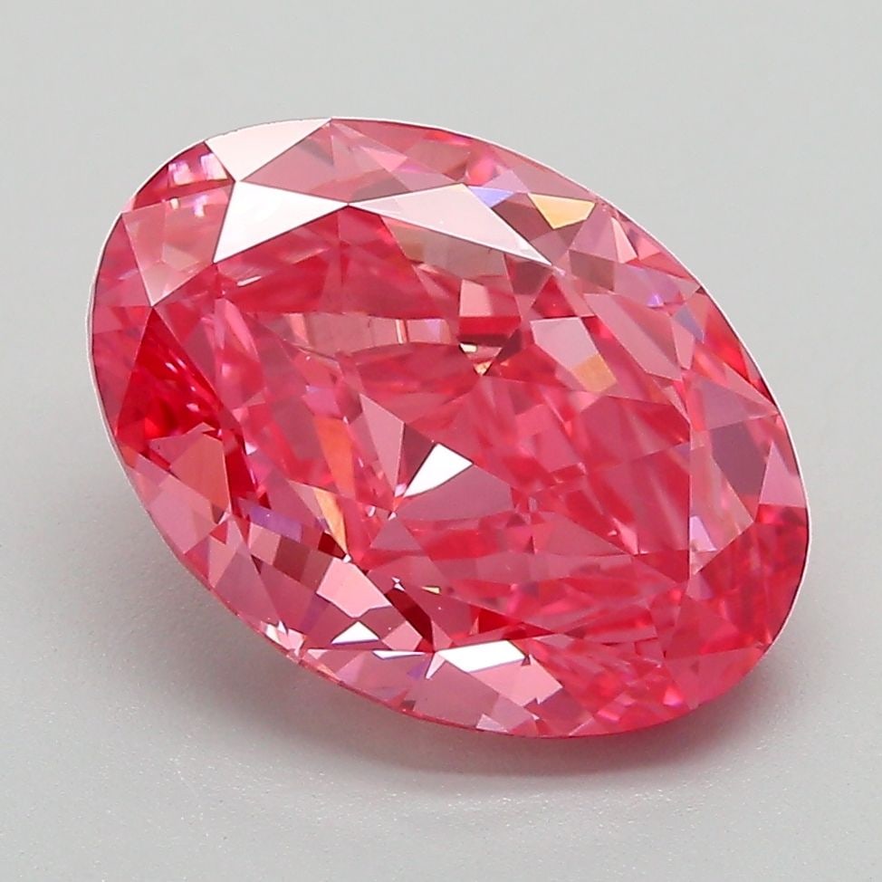 Loose Diamond - OVAL 4.09ct Fancy Vivid Pink VS1: Loose Diamond - OVAL 4.09ct Fancy Vivid Pink VS1 Source: This is a real non-mined Diamond that has been grown in a lab Shape: OVAL Carats: 4.09 Color: Fancy Vivid Pink Certification: IGI Video: