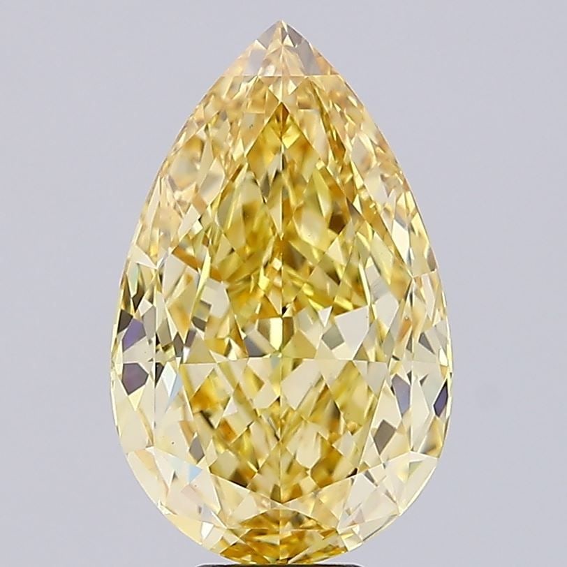 Loose Diamond - PEAR 11.26ct Fancy Intense Yellow VVS2: Loose Diamond - PEAR 11.26ct Fancy Intense Yellow VVS2 Source: This is a real non-mined Diamond that has been grown in a lab Shape: PEAR Carats: 11.26 Color: Fancy Intense Yellow Certification: IGI Vi